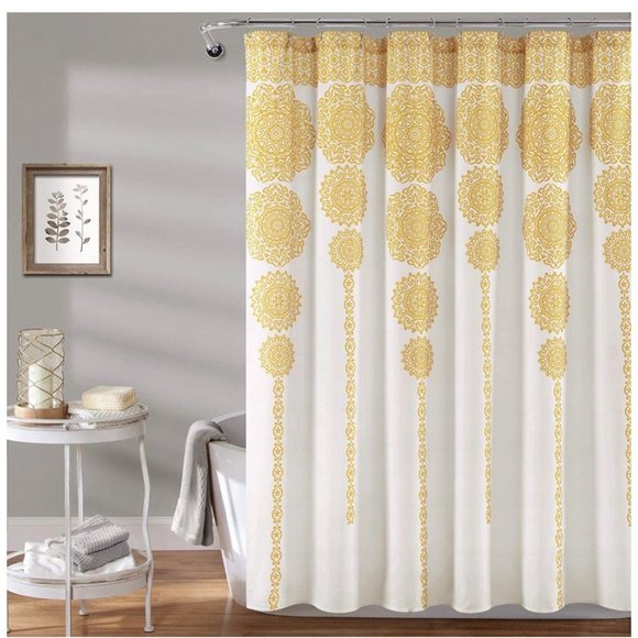 Lush Decor Other - Lush Décor Fabric Shower Curtain Stripe Medallions
